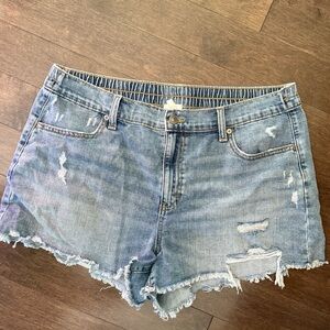 Aerie Blue Distressed Jean Shorts